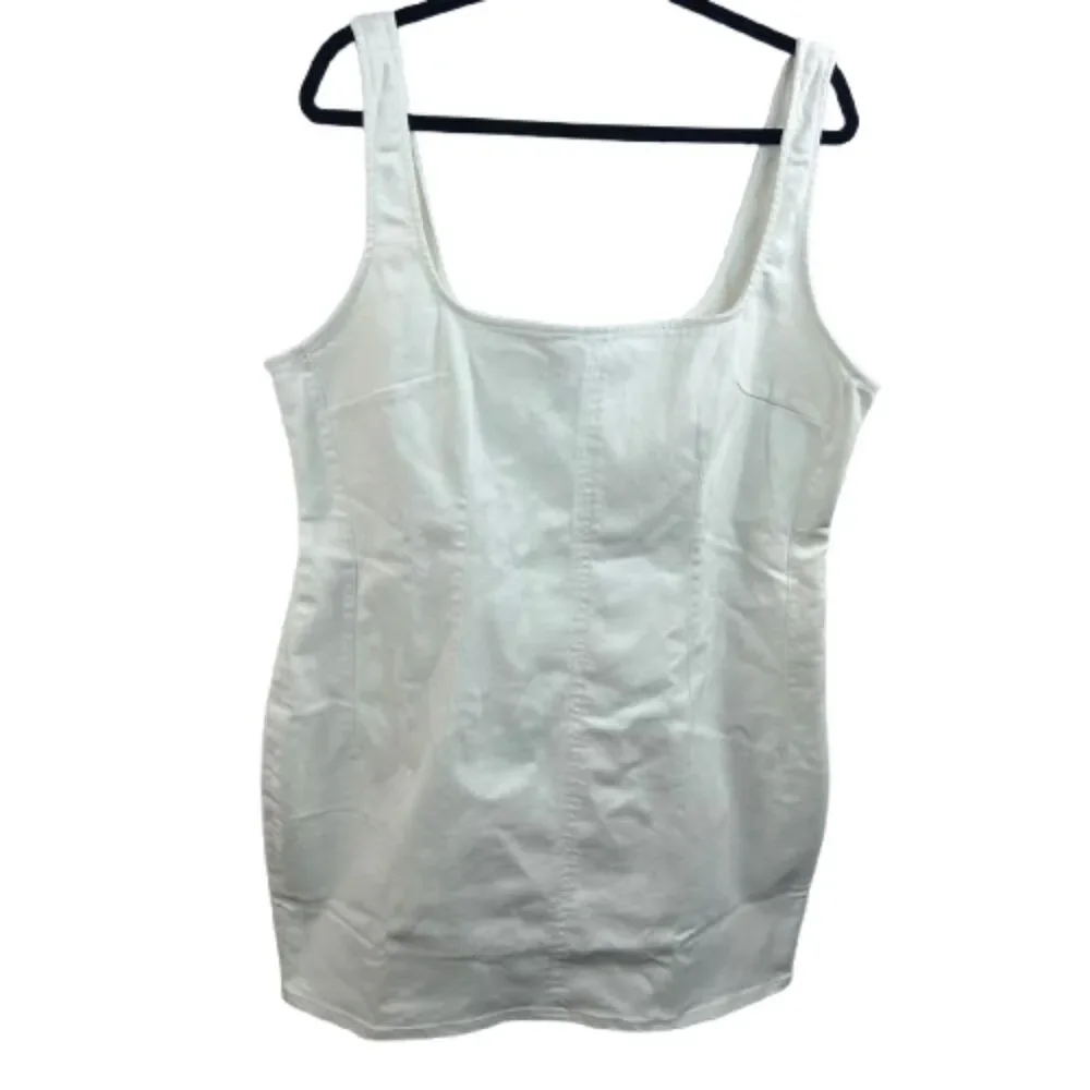 Good American NWT Cotton Blend Cloud White Structured Sleeveless Dress 3XL-$149